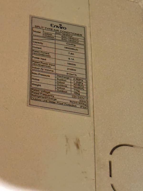 Enviro 1.5 Ton split AC very less used 1
