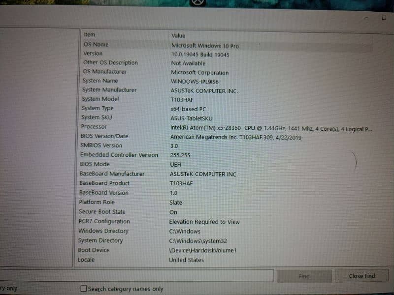 Asus Tab T103HAF with Keyboard Window 10 pro 6