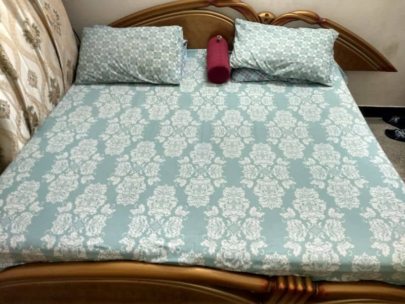 Queen Size Bed With Mattress and 2 Side Tables 1