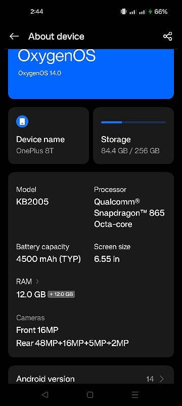 One plus 8T global model duel sim PTA approved 2