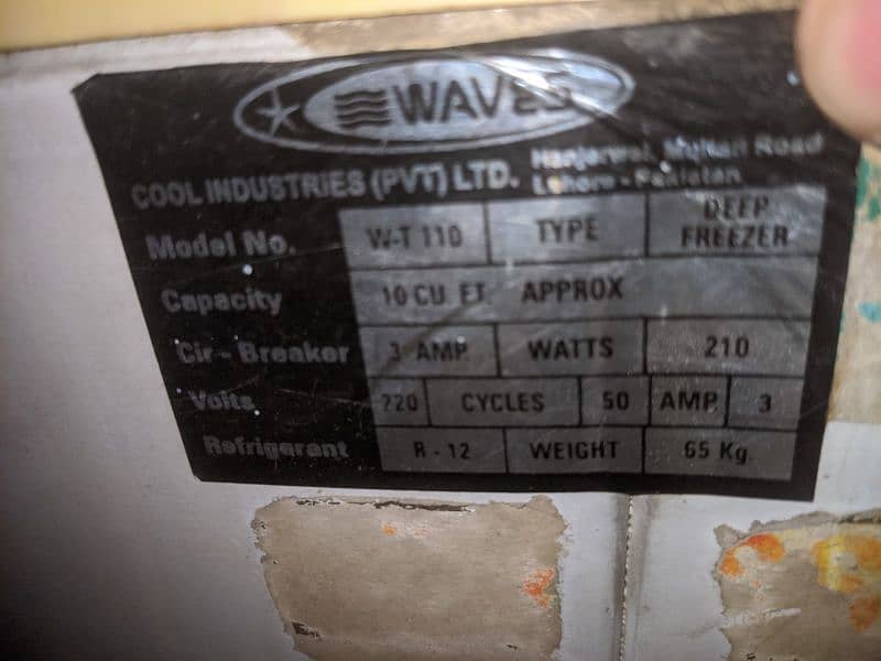 Used Deep Freezer Make: Waves  10 Cu Ft in working condition 2