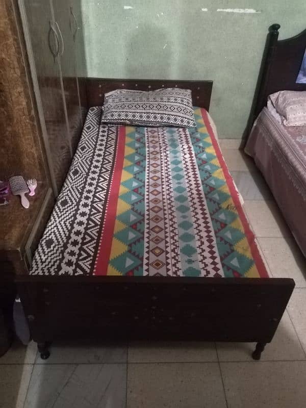 1 single bed without mattress and 1 double bed with mattress for sale 1
