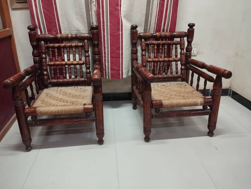 5 seater wooden sofa set with centre and side tables 1