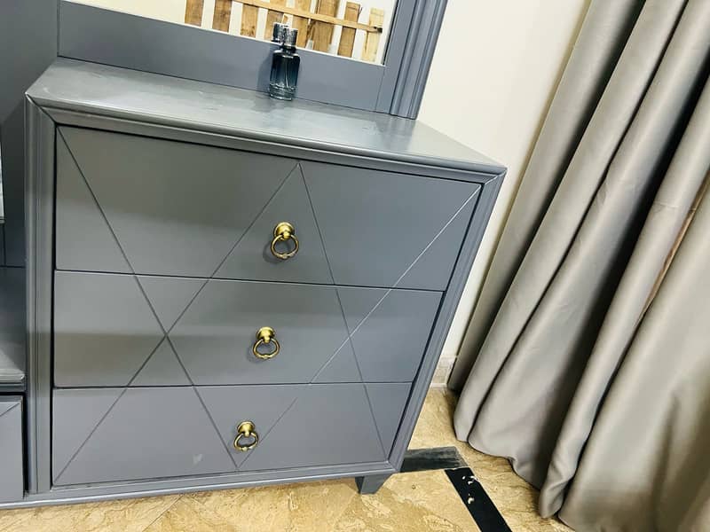 Wooden Single bed with dressing table and side table 15