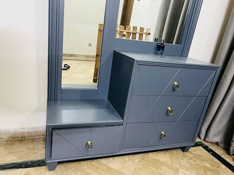 Wooden Single bed with dressing table and side table 16