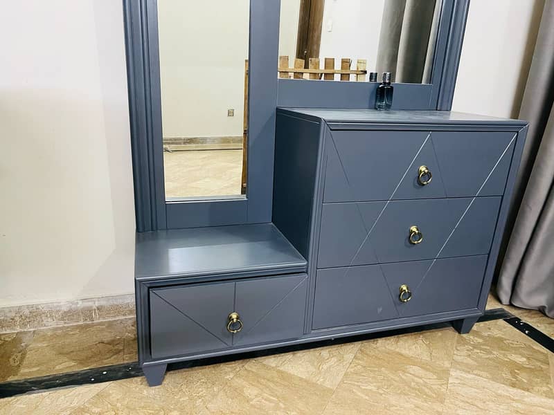 Wooden Single bed with dressing table and side table 18
