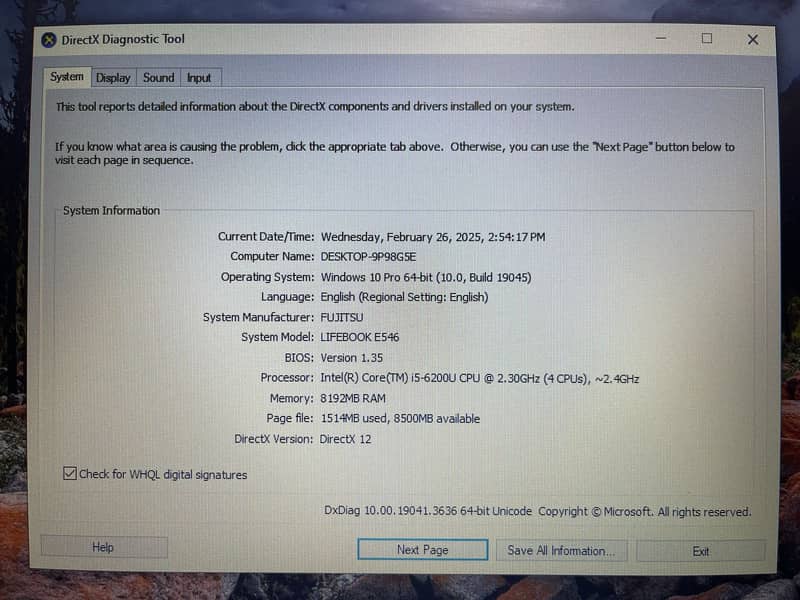Fujitsu Lifebook E546 i5 6th Gen (0322-8832611) 10