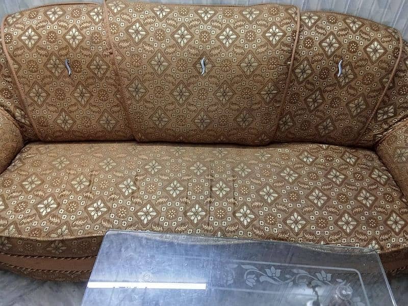 5 Seater Sofa Set with 3 Glass Table 0