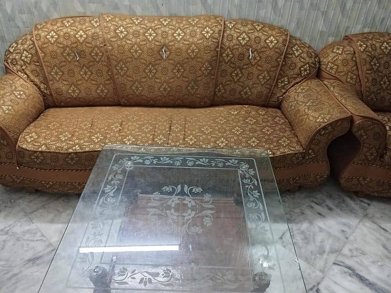 5 Seater Sofa Set with 3 Glass Table 4