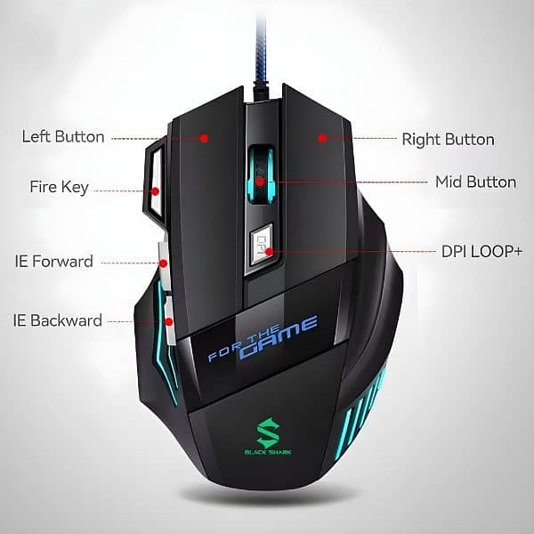 Black Shark MAKO M6 Professional 3200 DPI Gaming Mouse 7 Buttons 6