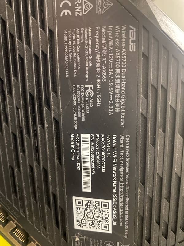 Asus RT AX-86S wifi 6 dual band gigabit ganing router 0