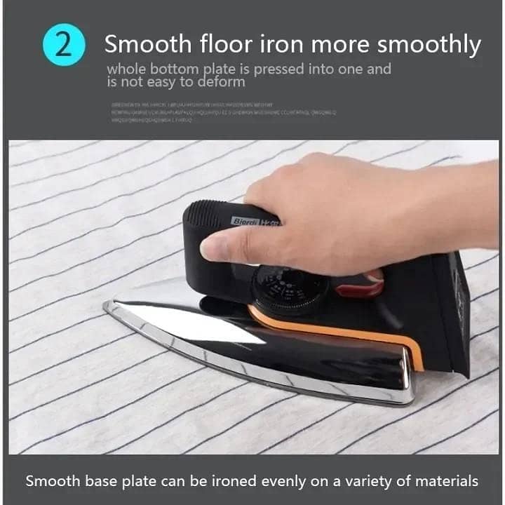 Portable 1000 Watts Dry Iron with Non-Stick Coating & Easy Grip Handle 3
