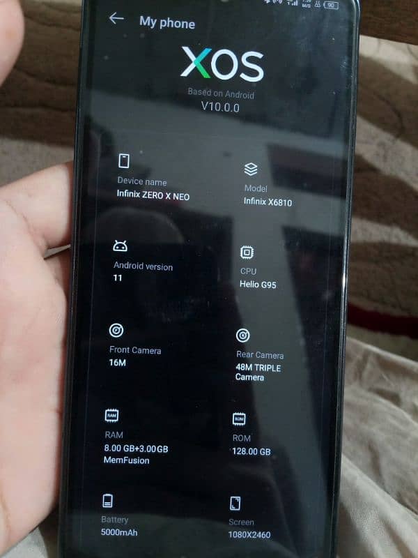 infinx zero x neo all ok 8 ram 128 rom all ok just Toch change 7