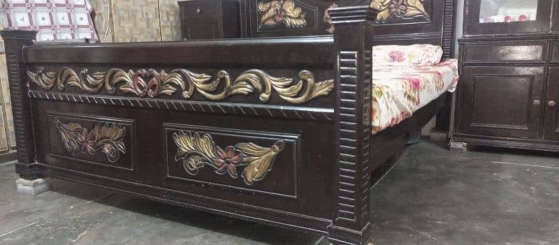 Full bed set consist of (Bed, dressing,almari for pots, side tables ) 2