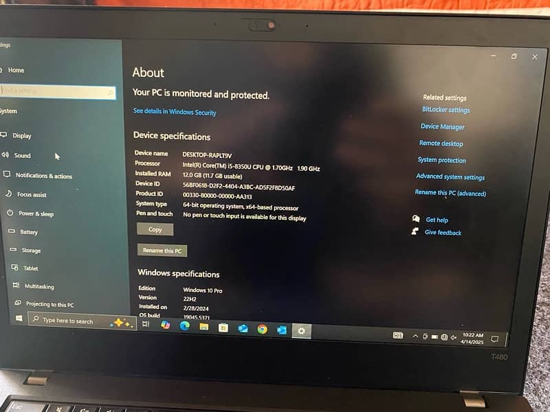 lenovo Thinkpad Core i5, 8th generation. 7