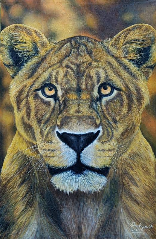 Oil painting Lion portrait 3