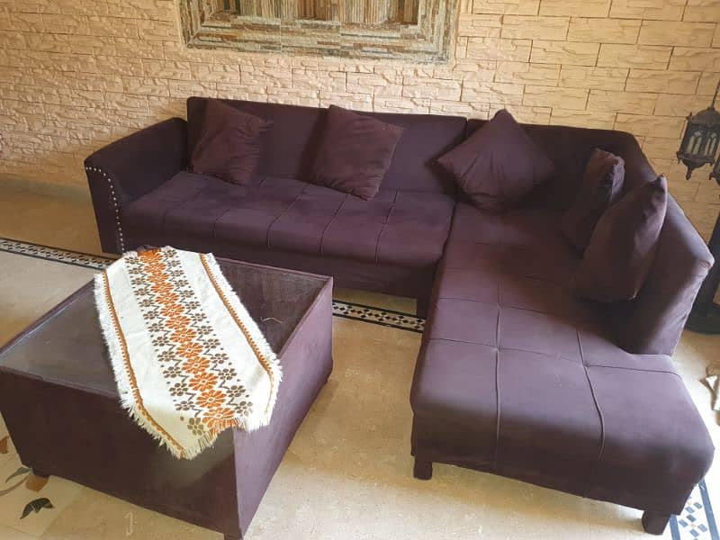 L shape Sofa set with Table 2