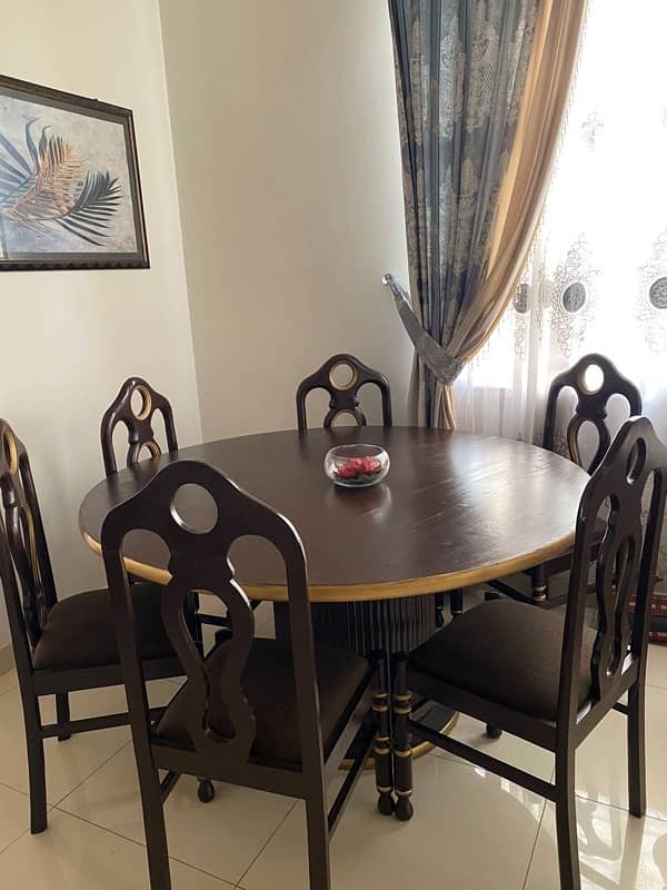 6 chairs dining table newly polished. 6