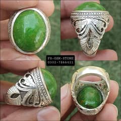 Natural Hussaini Feroza Stone Faisalabadi Design Pure Chandi Ring