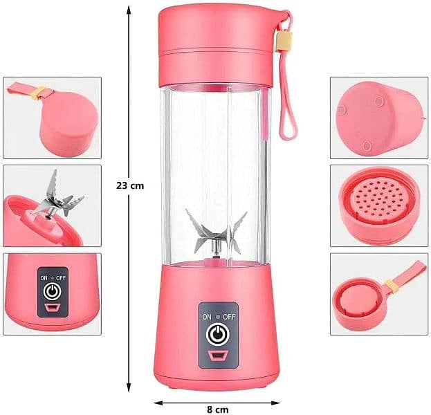 6 Blades  Mini Portable Juicer USB Rechargeable 380ml 3