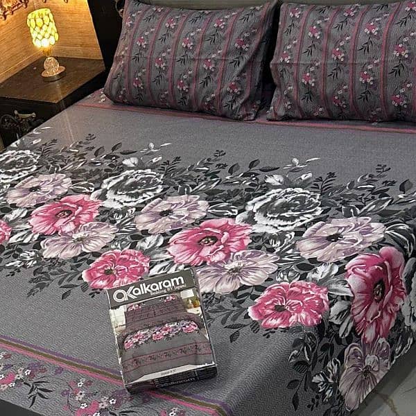 Luxurious king size Double bedsheet set-3 pcs mix cotton printed 0