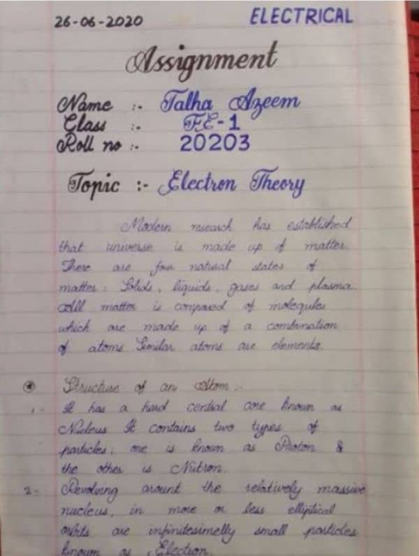 hand written assignment 1