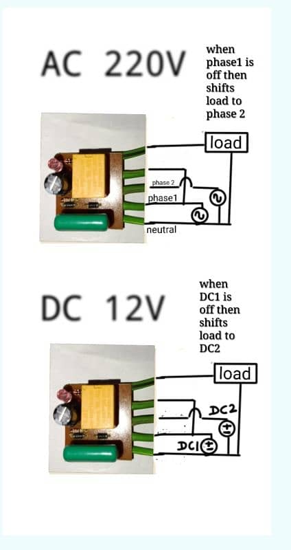Auto change-over module for AC & DC loads 2