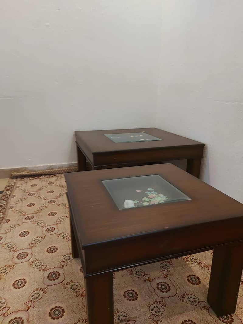 Wooden Center Table with Side Tables For Sale 0