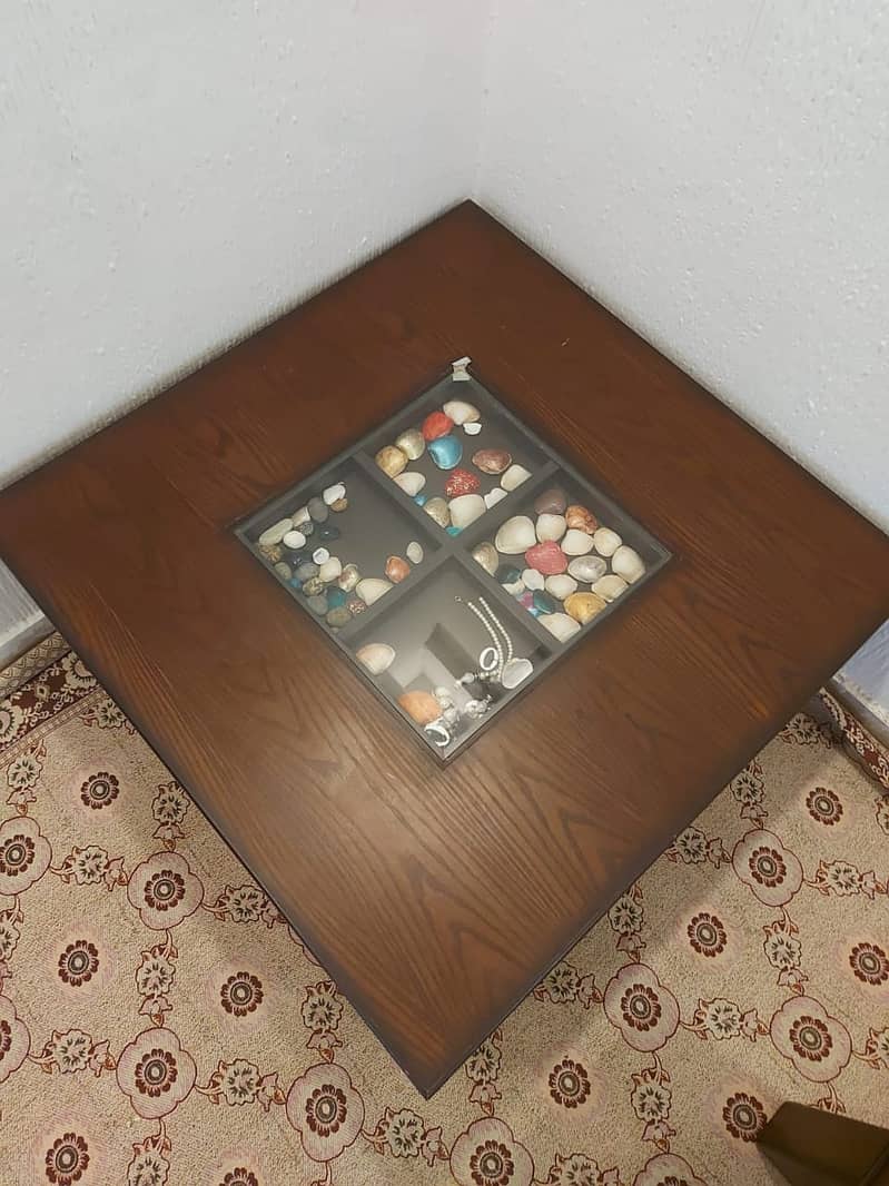 Wooden Center Table with Side Tables For Sale 1