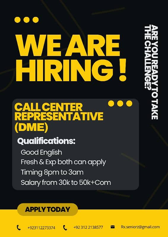 HIRING FOR DME CALL CENTER CALLING AGENTS 0