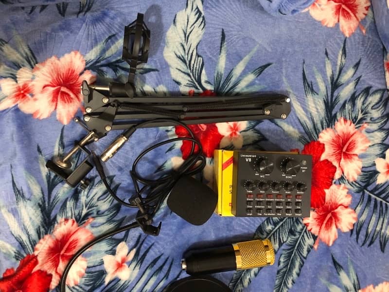 BM 800 condenser Microphone + v8 sound card Full Set 3