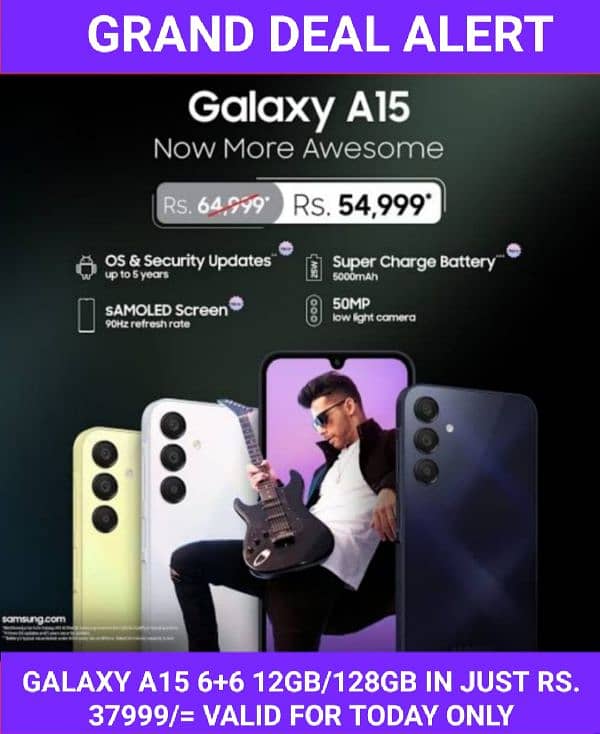 GRAND DEAL SAMSUNG A15 6+6 12/128 BOX PACK 1 YR WARRANTY PTA APPROVED 0