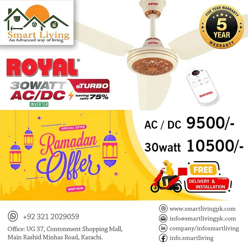 Royal Fans - Regency Model - iTurbo Classic 30 Watts Fan & AC DC Fan 0