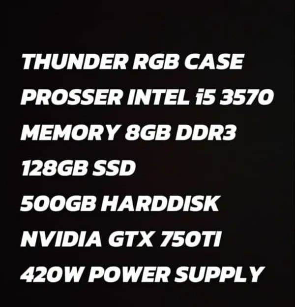 GAMING PC FOR SELL GTX 750ti i5 3rd generation 5