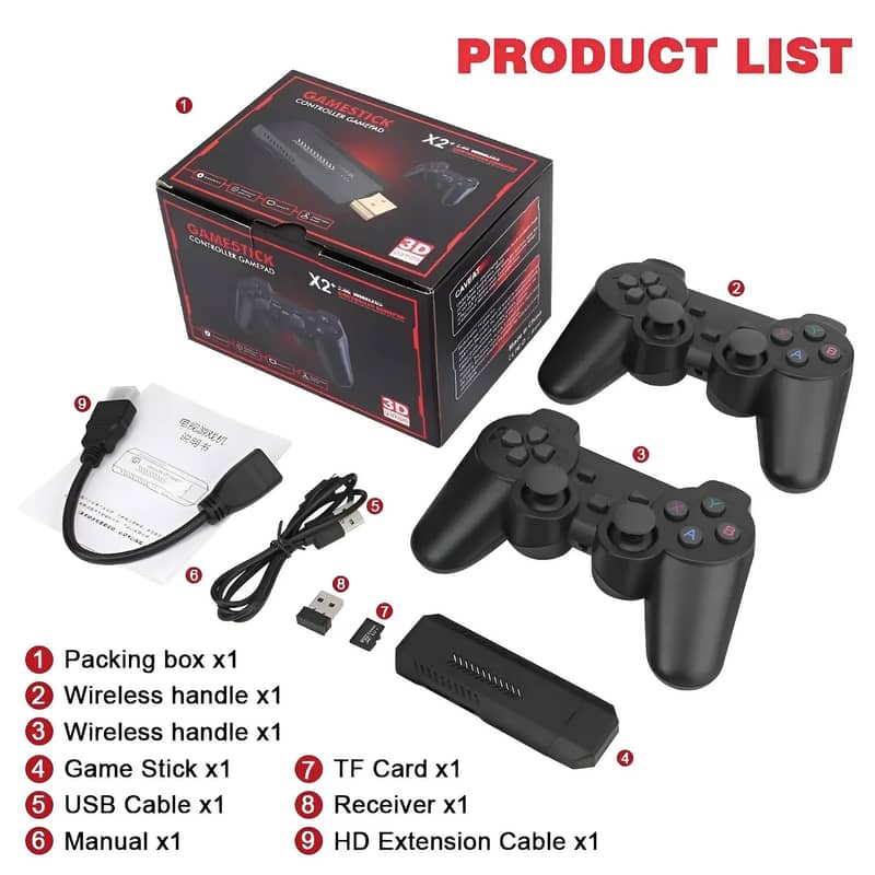 X2 64GB Plus Retro 3D Game Stick with 32,000+ Games, 4K HD Output with 2