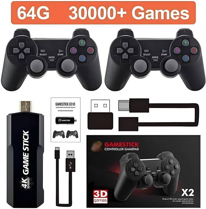 X2 64GB Plus Retro 3D Game Stick with 32,000+ Games, 4K HD Output with 4