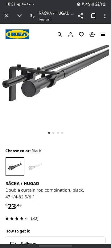 IKEA Double Curtain Rod Combination, black 9