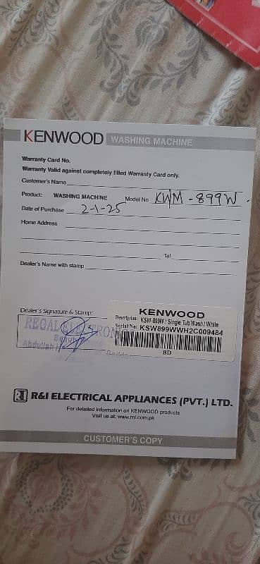 newly condition kenwood  KMW 899W (8 kG) 0