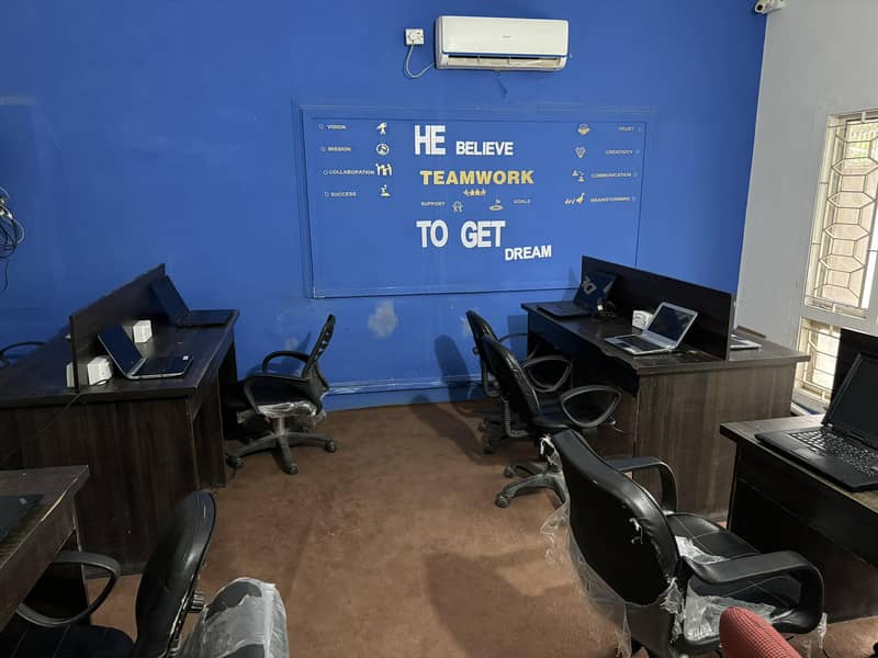 Shared office, co working space, furnished office, call center seats 9