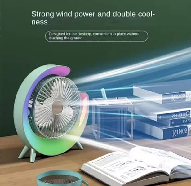 Mini Cooling Fan + Lamp RGB Rechargeable Fan 2