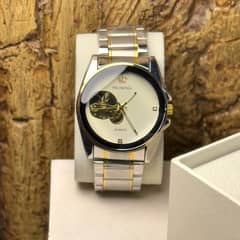 PROKING SILVER & GOLD SKELETON DIAL QUARTZ WATCH –