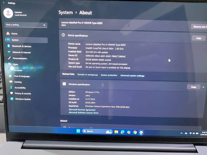 Lenovo IdeaPad Pro 5 Laptop | Ultra 9| 32GB RAM | 1TB SSD | 2.8K OLED 1