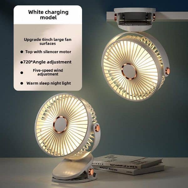Cross-border multi-function night light clip fan usb charging 0