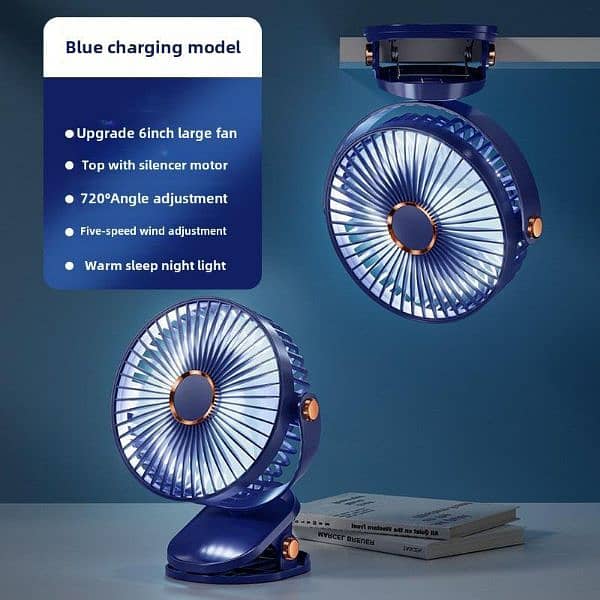 Cross-border multi-function night light clip fan usb charging 2