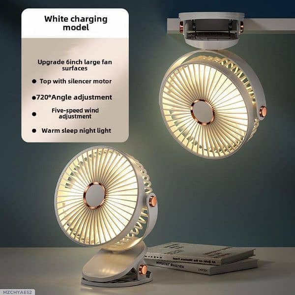Cross-border multi-function night light clip fan usb charging 3