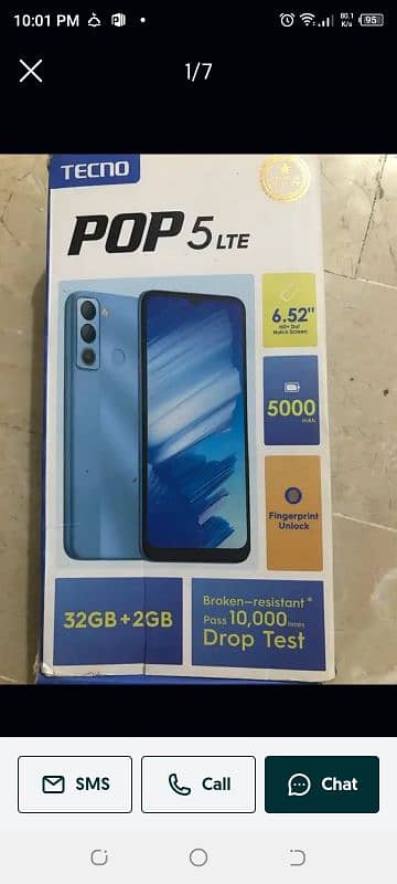 Tecno pop5 lite original condition with box and charger and cover 0