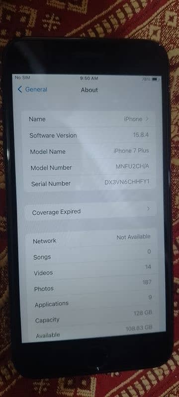 iphone 7+ non pta  2 months sim time 0