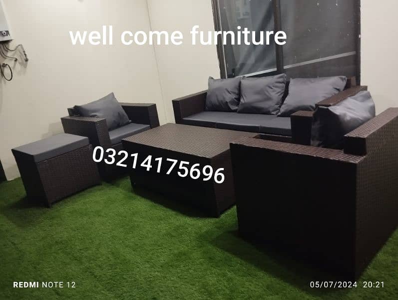 OUTDOOR GARDEN RATTAN UPVC FURNITURE SOFA SET CHAIRS TABLE UMBRELLA 15