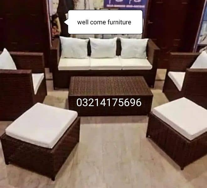 OUTDOOR GARDEN RATTAN UPVC FURNITURE SOFA SET CHAIRS TABLE UMBRELLA 16