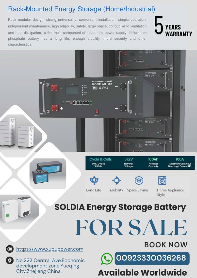Lithium Battery (China Imported) 5kWh, 51.2V, 100AH 2